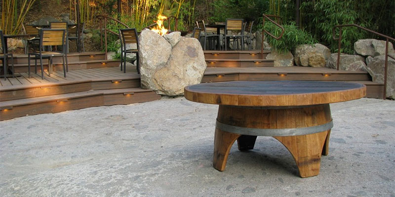 wine barrel table