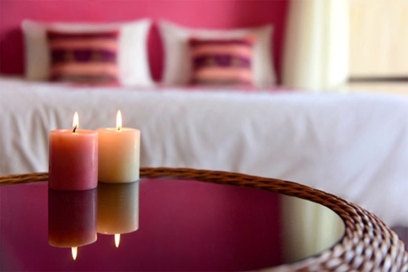 Candles in bedroom